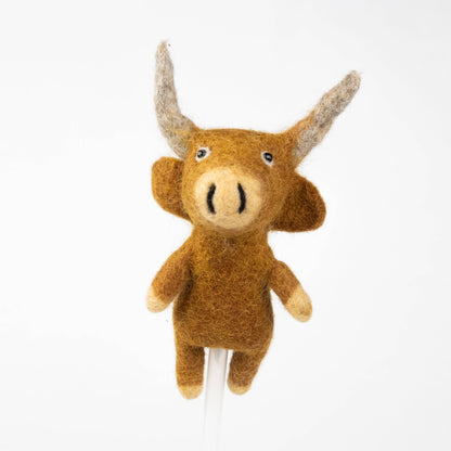 Highland Cow Felt Finger Puppets by The Winding Road