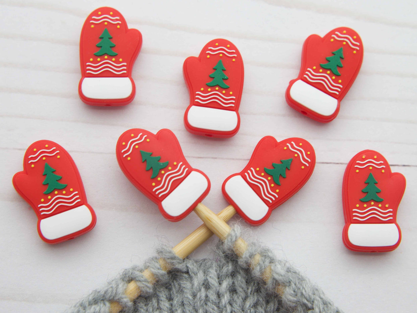 Christmas Mittens Stitch Stoppers from Fox & Pine Stitches