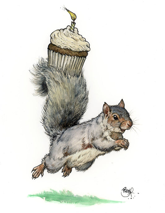 Bushy Tailed Birthday Greeting Card (blank inside) by Shawn Braley Illustration - Maine Yarn & Fiber Supply