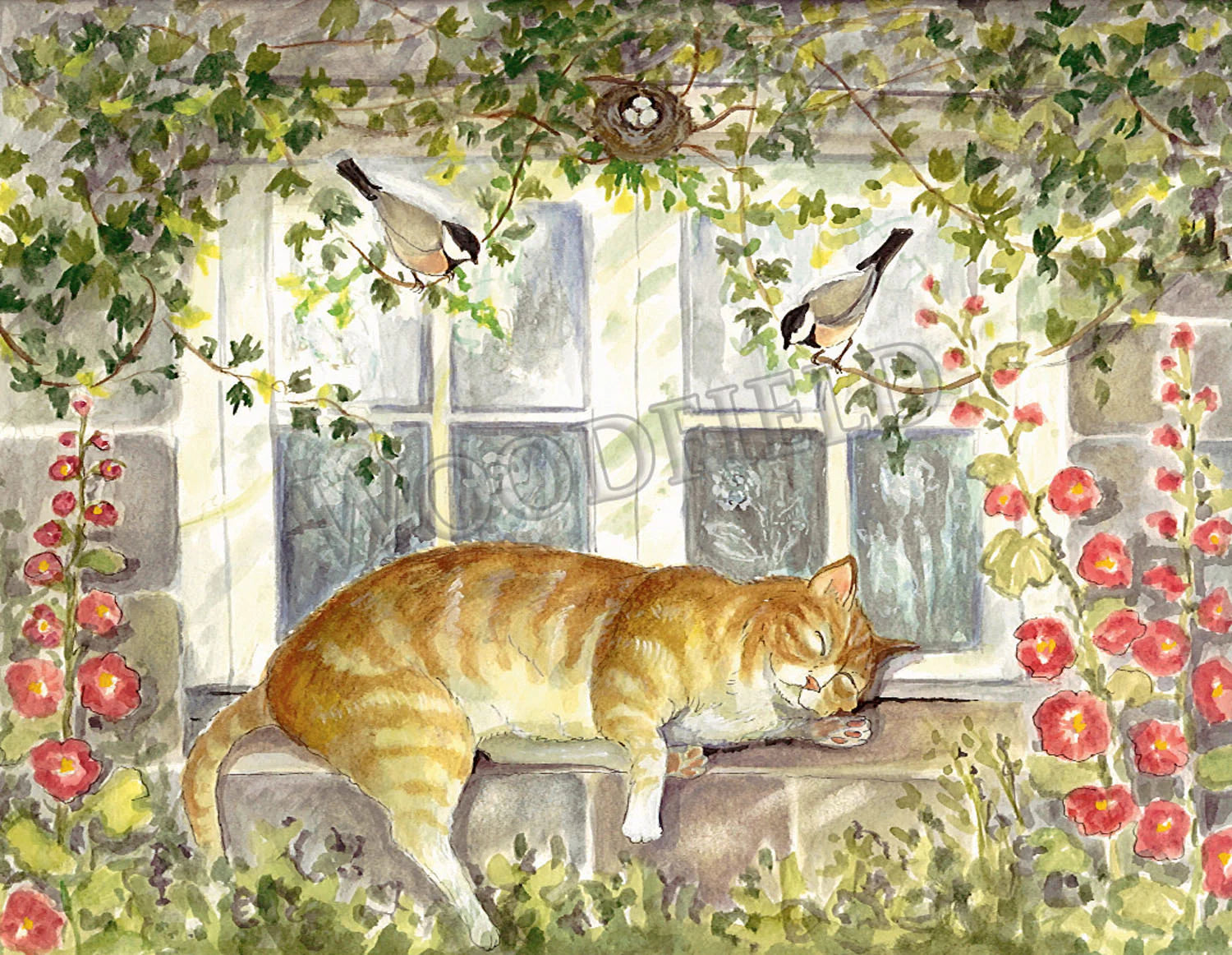 Garden Nap - Greeting Card by Woodfield Press - Maine Yarn & Fiber Supply