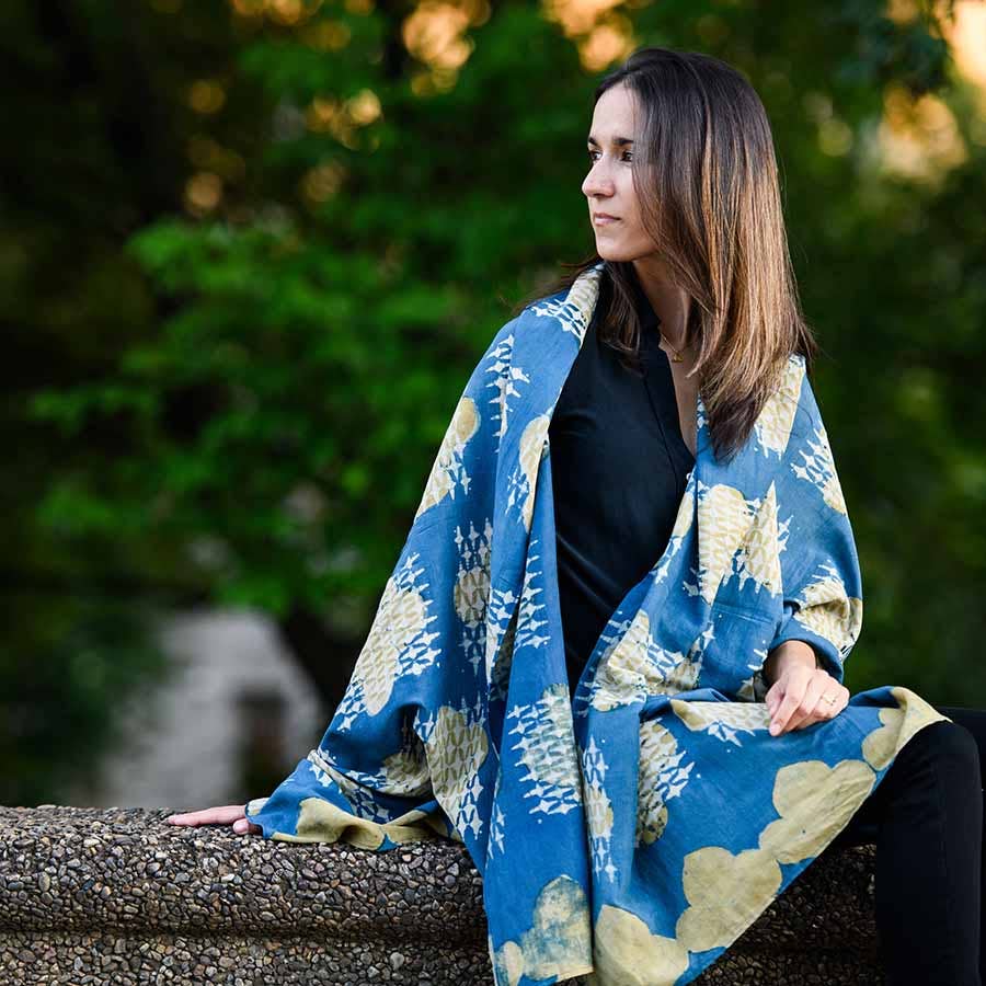 Ira Handmade Block Print Large Scarf by Ichcha