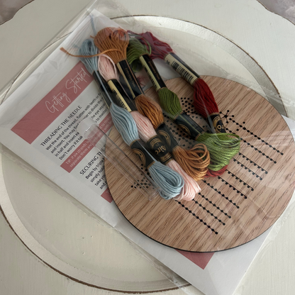 Floral Garden - DIY Wood Embroidery Kit by The HNB House - Maine Yarn & Fiber Supply