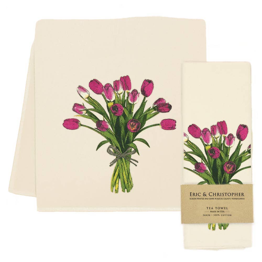 Spring Tulips Tea Towel from Eric and Christopher - Maine Yarn & Fiber Supply