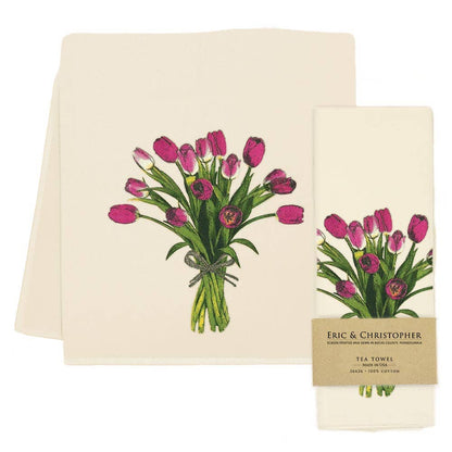 Spring Tulips Tea Towel from Eric and Christopher - Maine Yarn & Fiber Supply