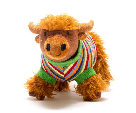 Highland Cow Plush Toy in Stripe Jumper by Best Years