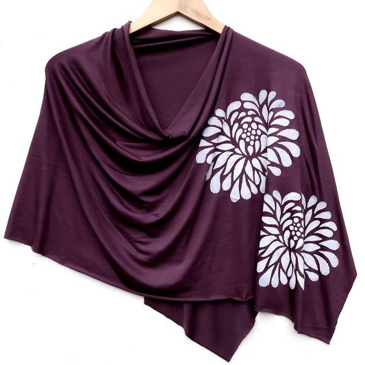 Chrysanthemum Poncho (white ink) by Windsparrow Studio - Maine Yarn & Fiber Supply