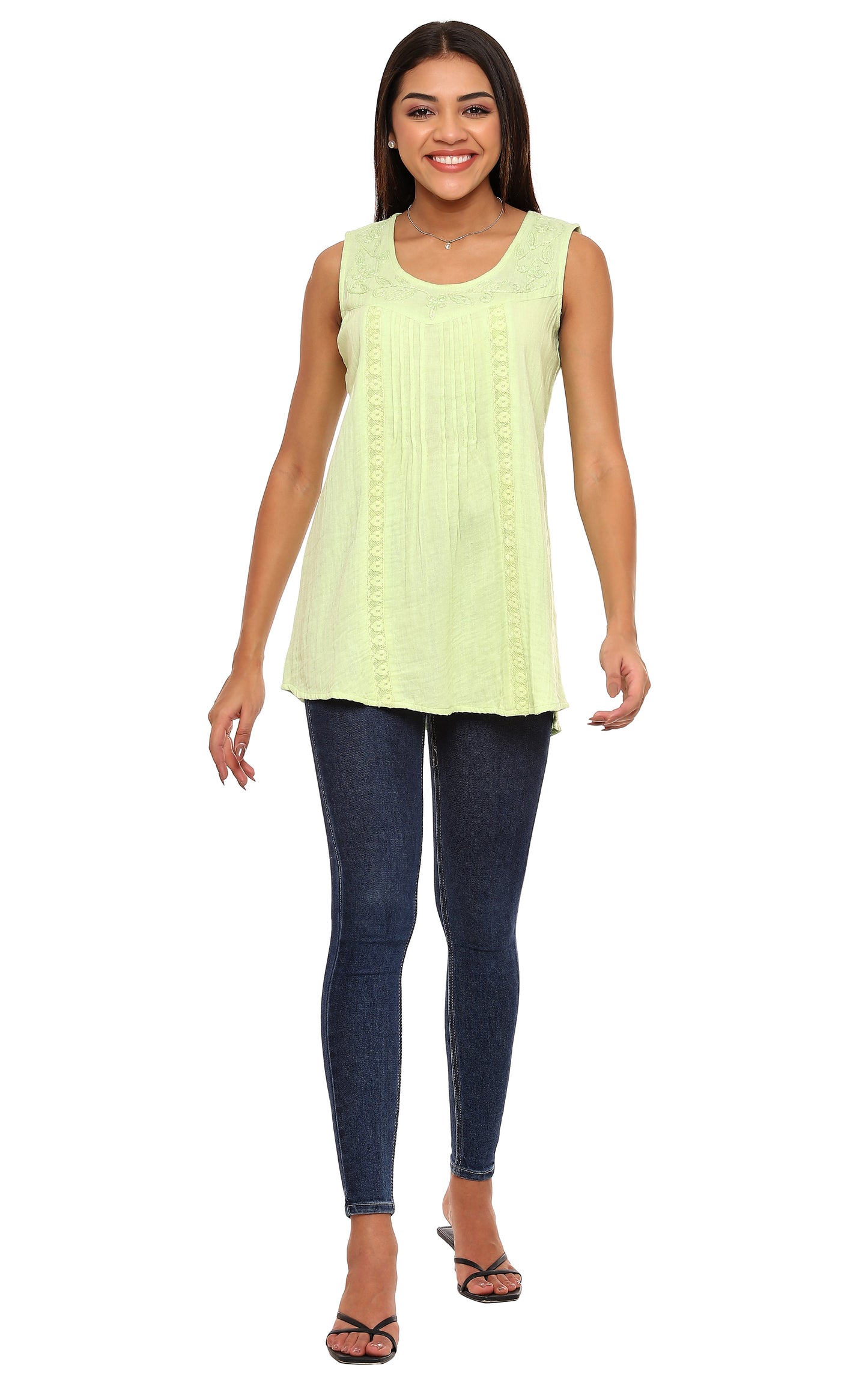 Save 40% - Phyllis Long Tank in Lime by Parsley & Sage