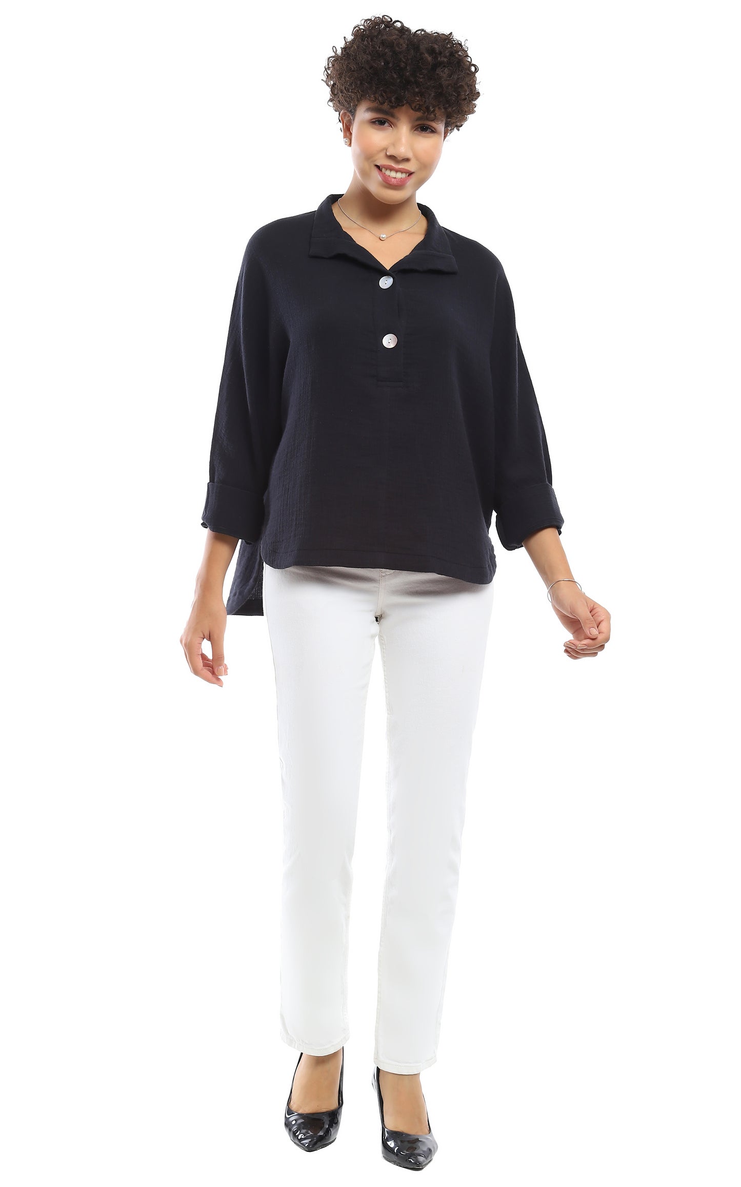 High-lo Shawn Top in Black by Parsley & Sage
