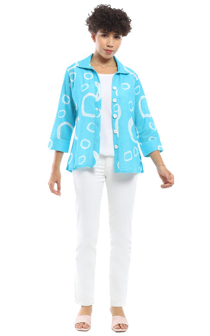 April Button Up Shirt in Turquoise by Parsley & Sage