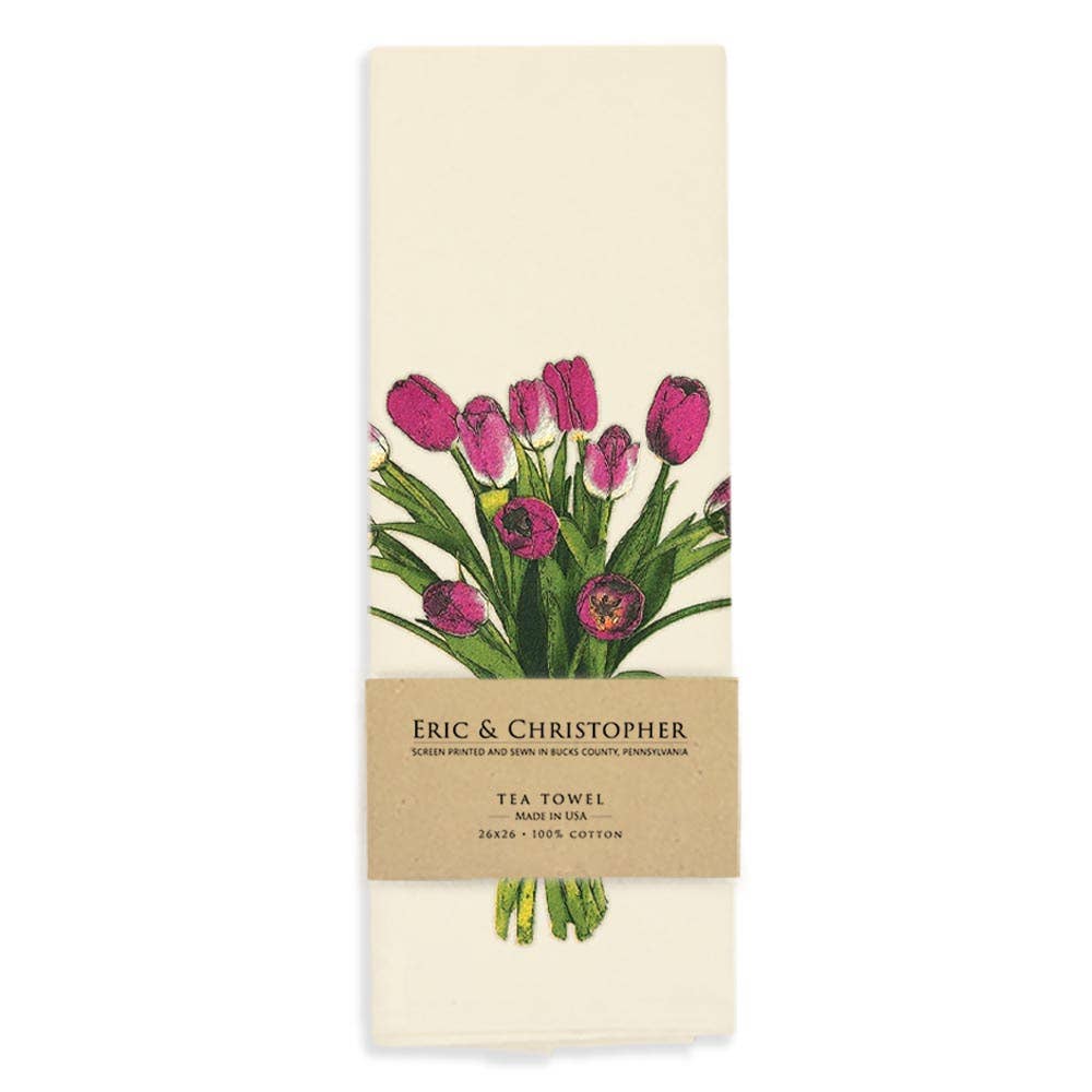 Spring Tulips Tea Towel from Eric and Christopher - Maine Yarn & Fiber Supply