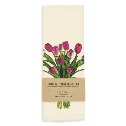 Spring Tulips Tea Towel from Eric and Christopher - Maine Yarn & Fiber Supply