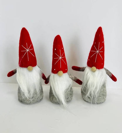 Christmas Decor Felt Gnome Red with Snowflake Hat from The Winding Road