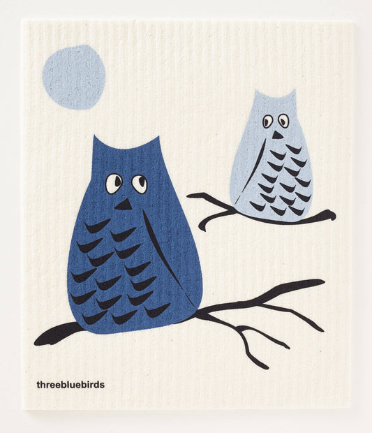 Blue Whoo - Swedish Dishcloths by Three Blue Birds