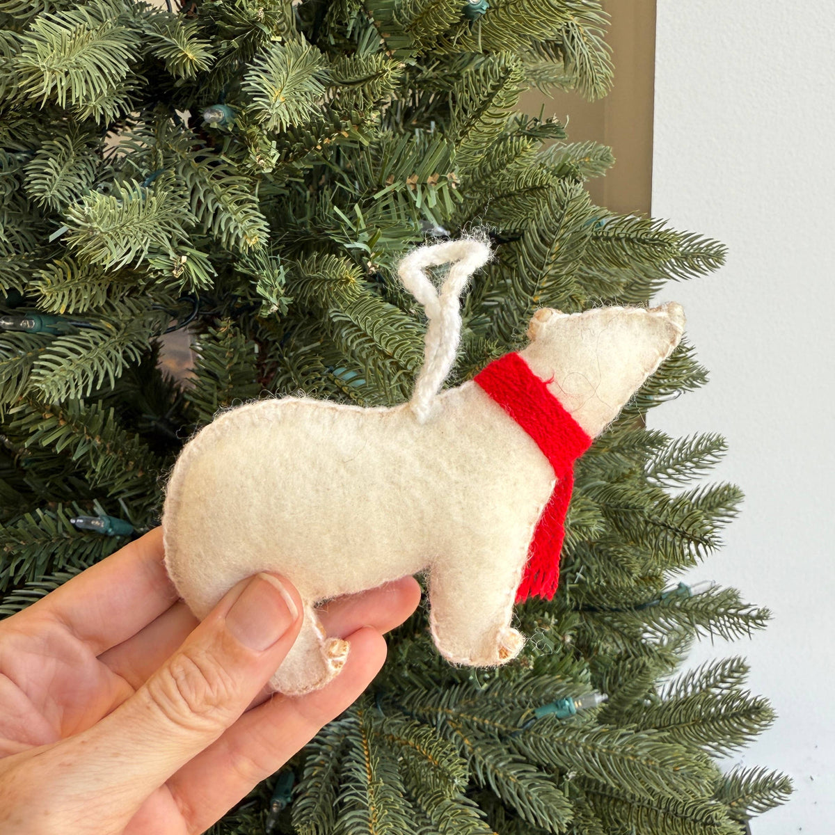 Polar Bear Embroidered Felt Wool Ornament by Ornaments 4 Orphans