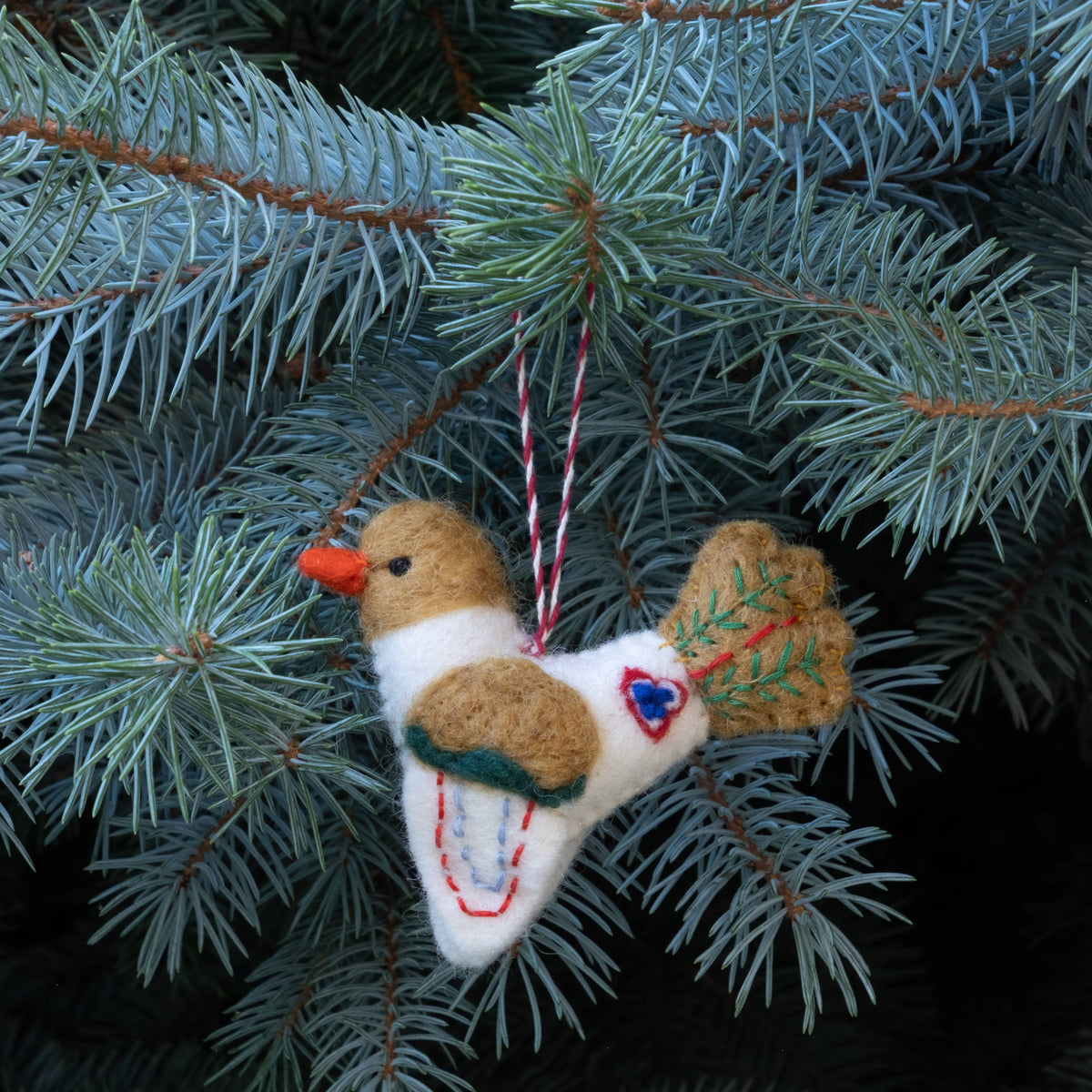 Embroidered Felt Bird Ornaments from The Winding Road