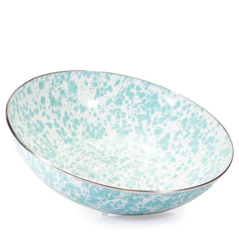 Sea Glass Splatter Golden Rabbit Catering Bowl Enamelware by Crow Canyon Home - Maine Yarn & Fiber Supply