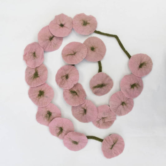 Pink - Felt Flower Vine Garland by The Winding Road - Maine Yarn & Fiber Supply