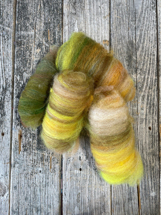 Hand-Dyed and Carded Romney/Coopworth/Gotland Batts 5.57oz