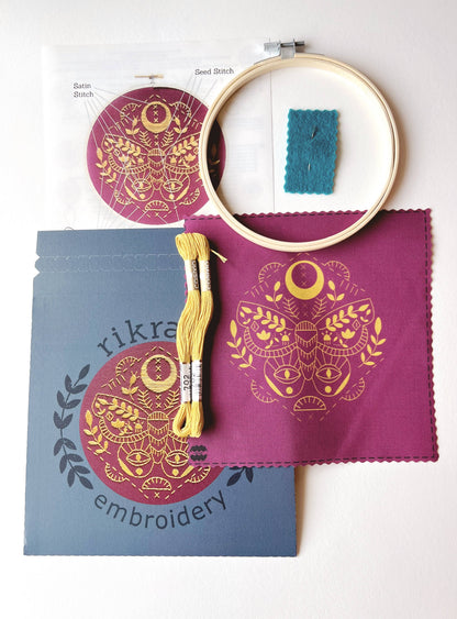 Rikrack - Mythic Moth Embroidery Kit - Maine Yarn & Fiber Supply