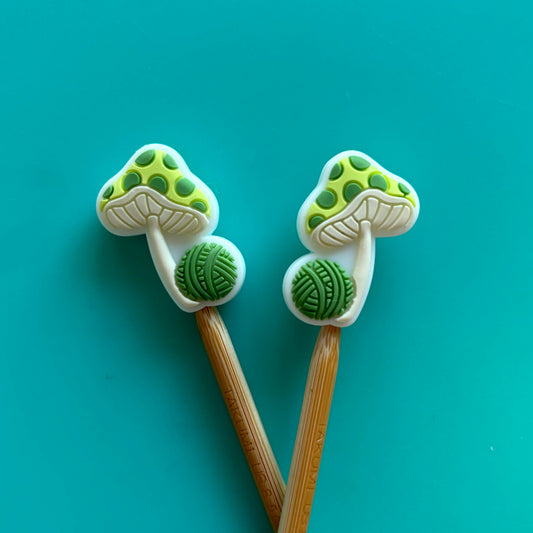 Mushroom Yarn Ball Stitch Stoppers from Comma Craft Co - Maine Yarn & Fiber Supply