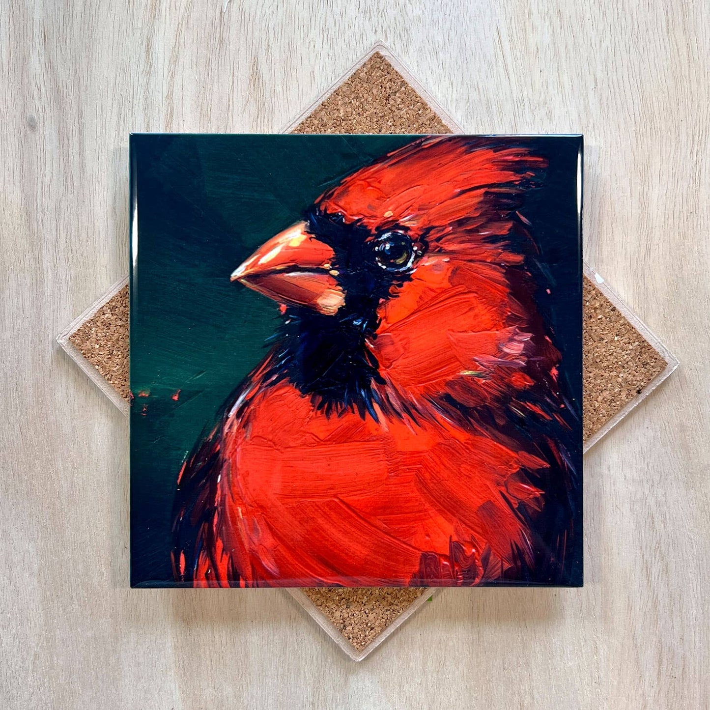 Cardinal Portrait Trivet by Art by Alyssa - Maine Yarn & Fiber Supply
