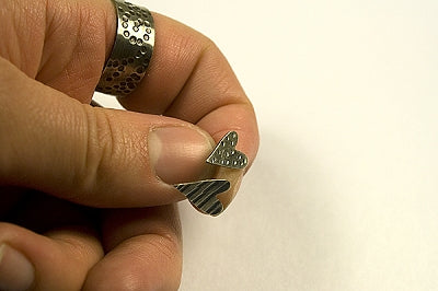 Lines and Dots Hearts Sterling Silver Post Earrings by Sprig & Sparrow Jewelry