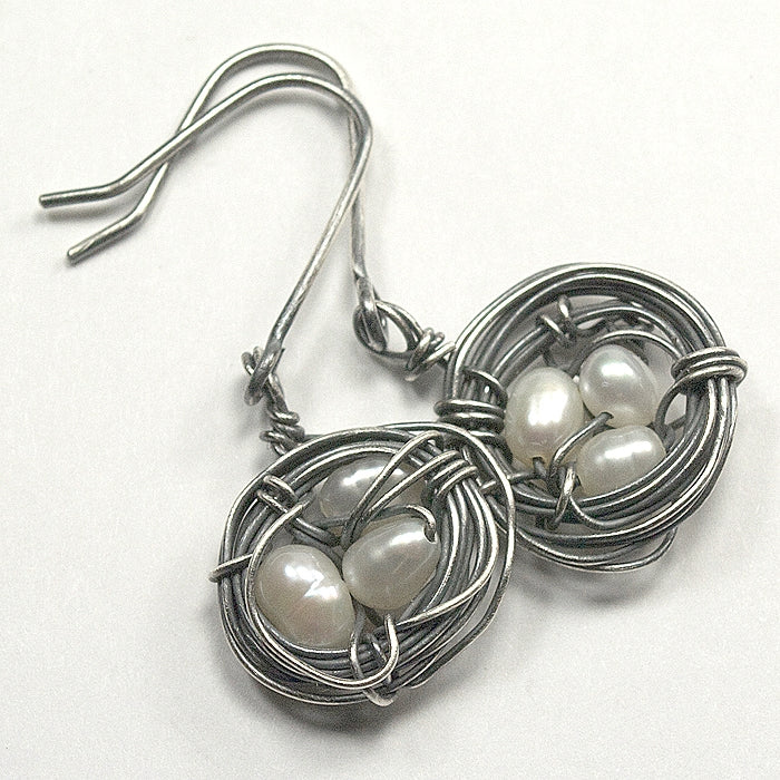 Dove Nest Pearl and Sterling Silver Earrings by Sprig & Sparrow Jewelry