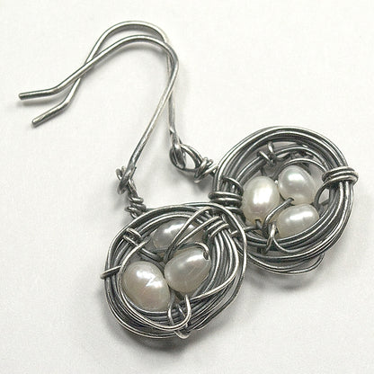 Dove Nest Pearl and Sterling Silver Earrings by Sprig & Sparrow Jewelry