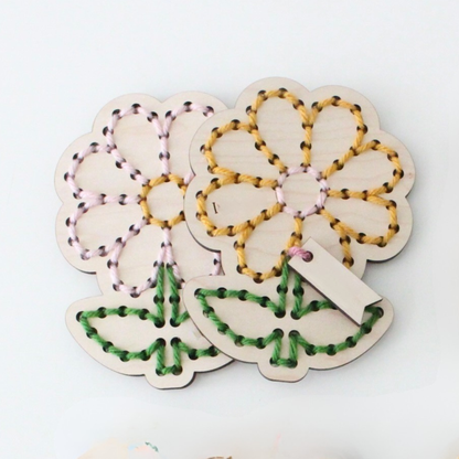 Kids Yarn Sunflower Flower Wooden Embroidery DIY Kit by The HNB House - Maine Yarn & Fiber Supply