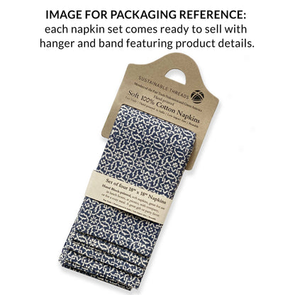 LILY Napkin Hand Block Printed Cotton (set of 4) from Sustainable Threads