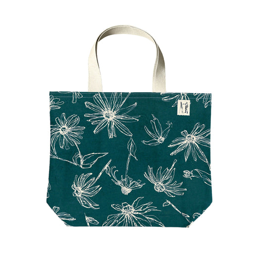 Beautiful Rudbeckia Large Tote in Lagoon Blue from Eric and Christopher - Maine Yarn & Fiber Supply