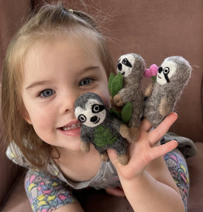 Sloth Felt Finger Puppets by The Winding Road