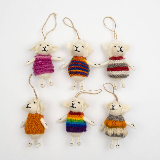 Sheep with Knit Sweater Ornaments from The Winding Road