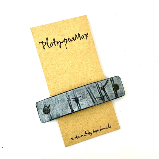 Winter Forest Trees Leather Hair Barrette by PlatypusMax