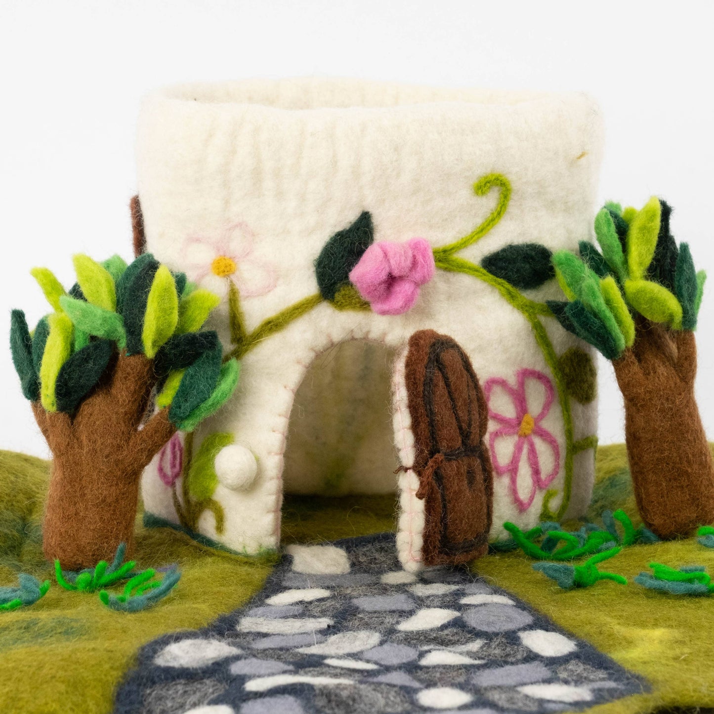Felt Country Cottage Playset For Finger Puppets by The Winding Road - Maine Yarn & Fiber Supply