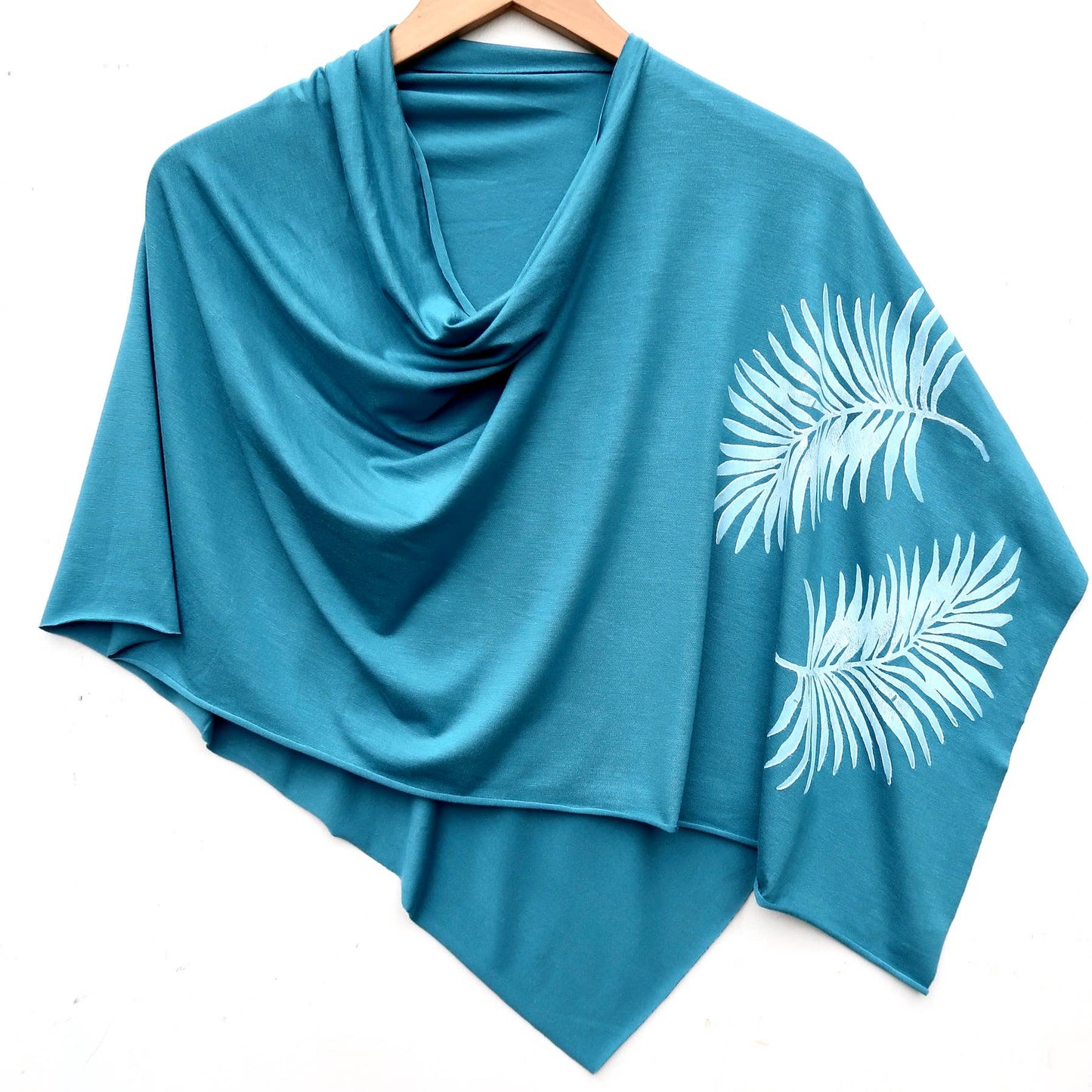 Palm Leaf Poncho (white ink) by Windsparrow Studio - Maine Yarn & Fiber Supply