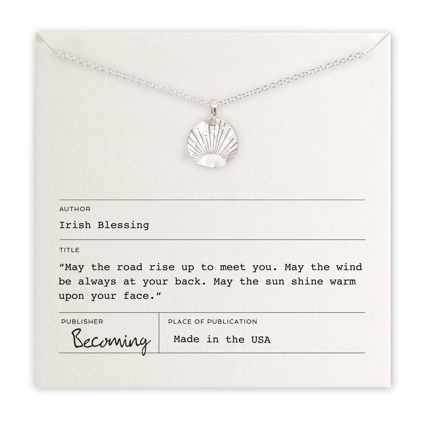 Irish Blessing Sterling Silver Necklace by Becoming Jewelry
