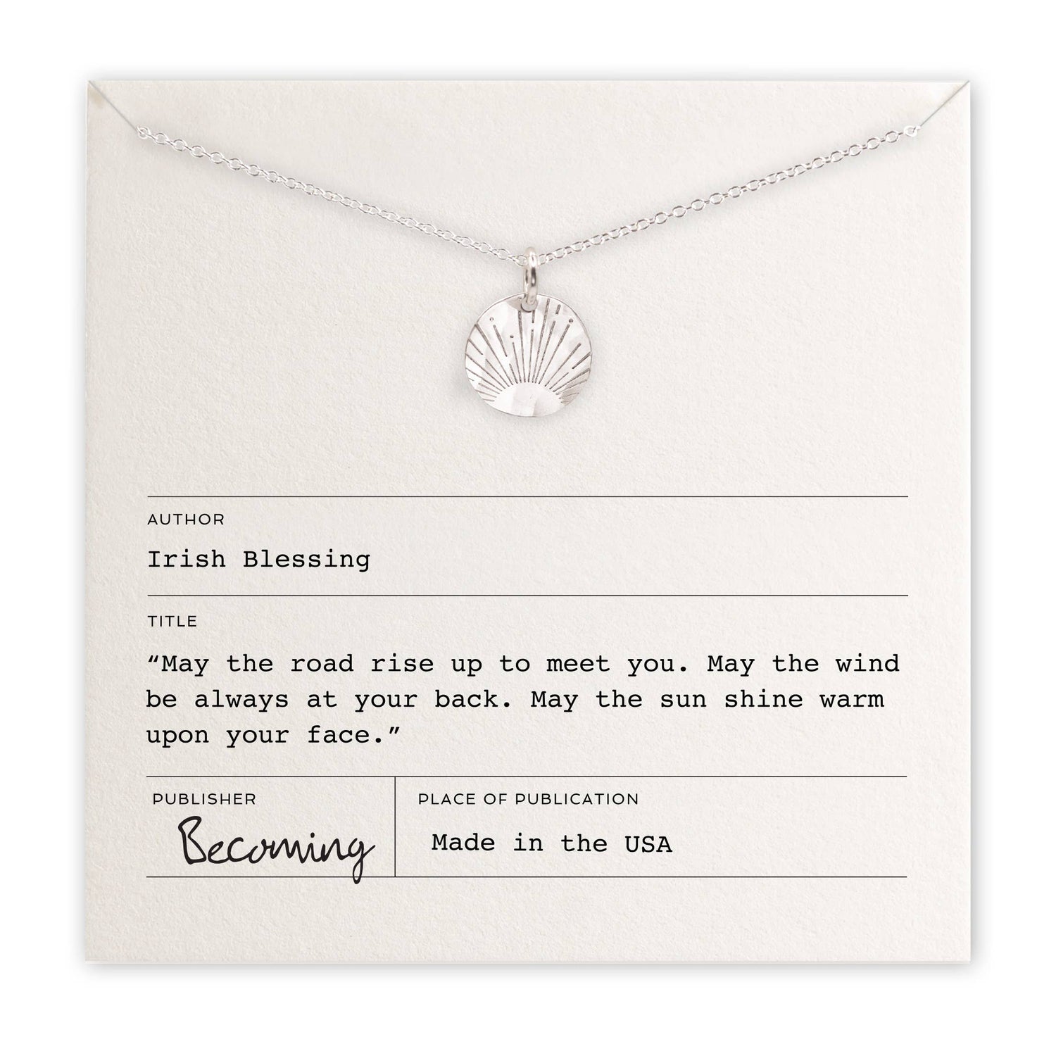 Irish Blessing Sterling Silver Necklace by Becoming Jewelry - Maine Yarn & Fiber Supply