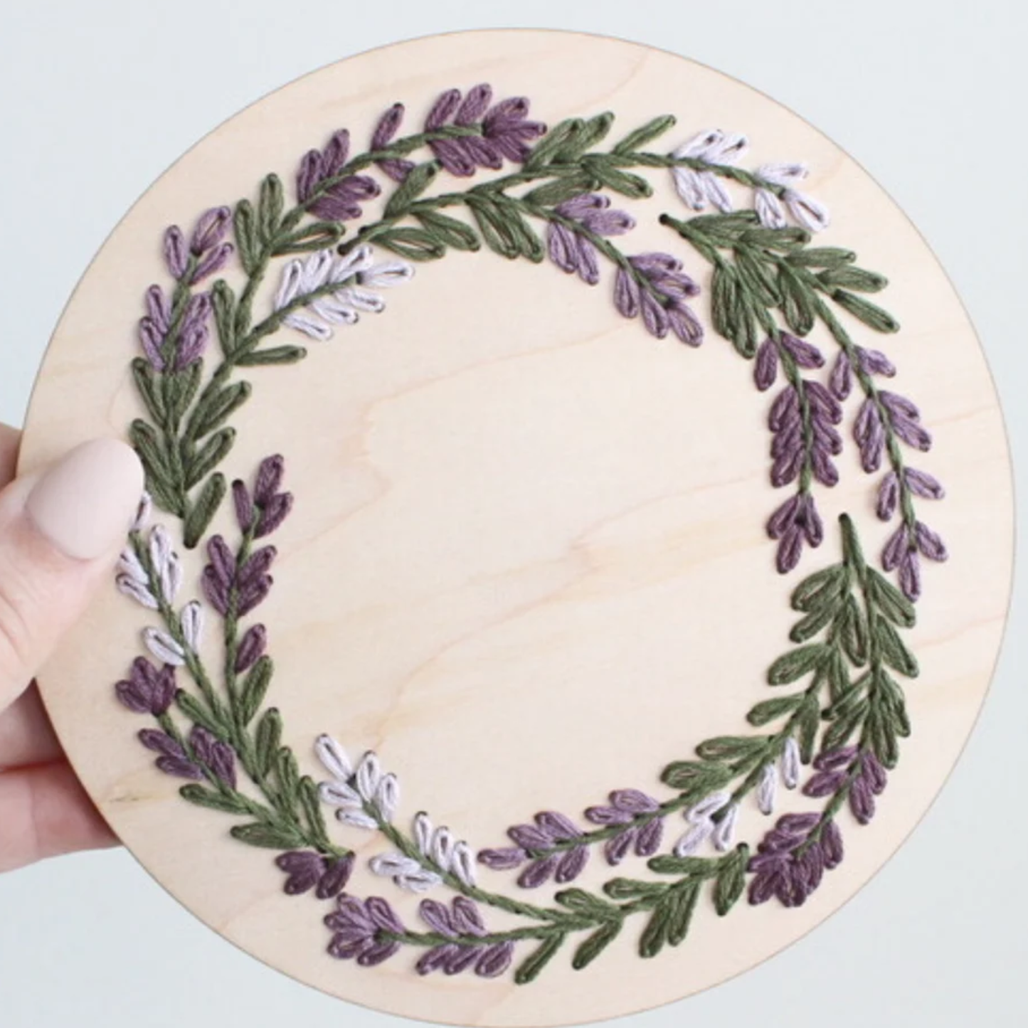 Lavender Wreath - DIY Wood Embroidery Kit by The HNB House - Maine Yarn & Fiber Supply
