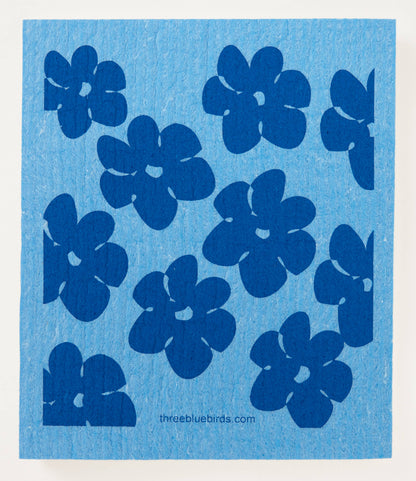 Flower Power (Blue) Swedish Dishcloth
