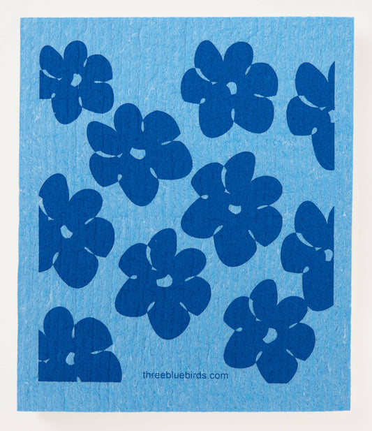 Flower Power (Blue) Swedish Dishcloth