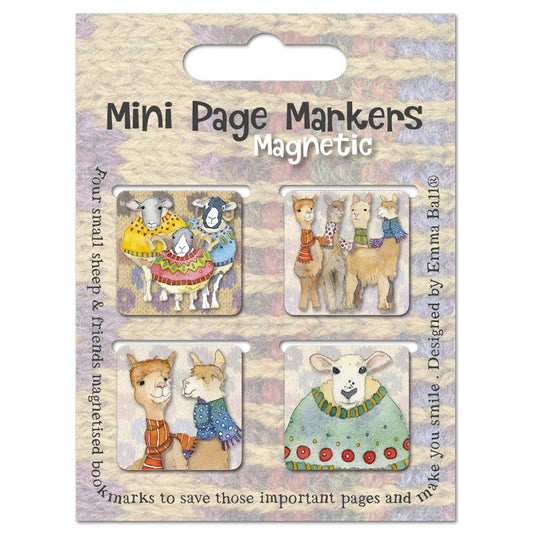 Sheep in Sweaters Set of 4 Mini Magnetic Page Markers from Emma Ball Ltd