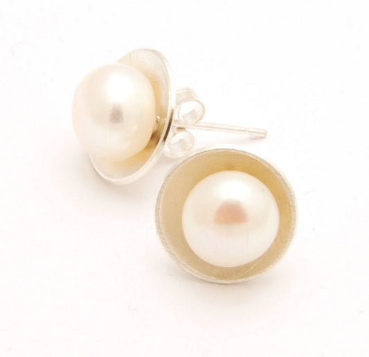 Simple Pearl Stud Earrings by Tamara Kelly Designs