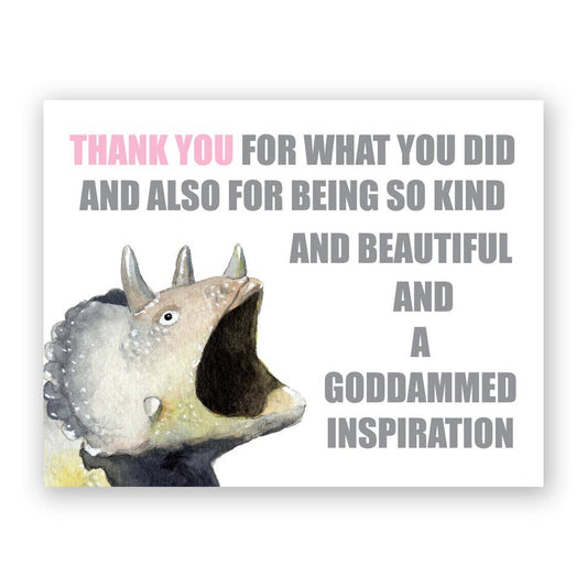 Triceratops - Thank You Greeting Card by The Mincing Mockingbird - Maine Yarn & Fiber Supply