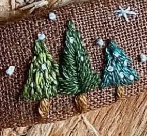 Winter Vine & Evergreen Trees Embroidered Hair Barrettes from Quince Fables