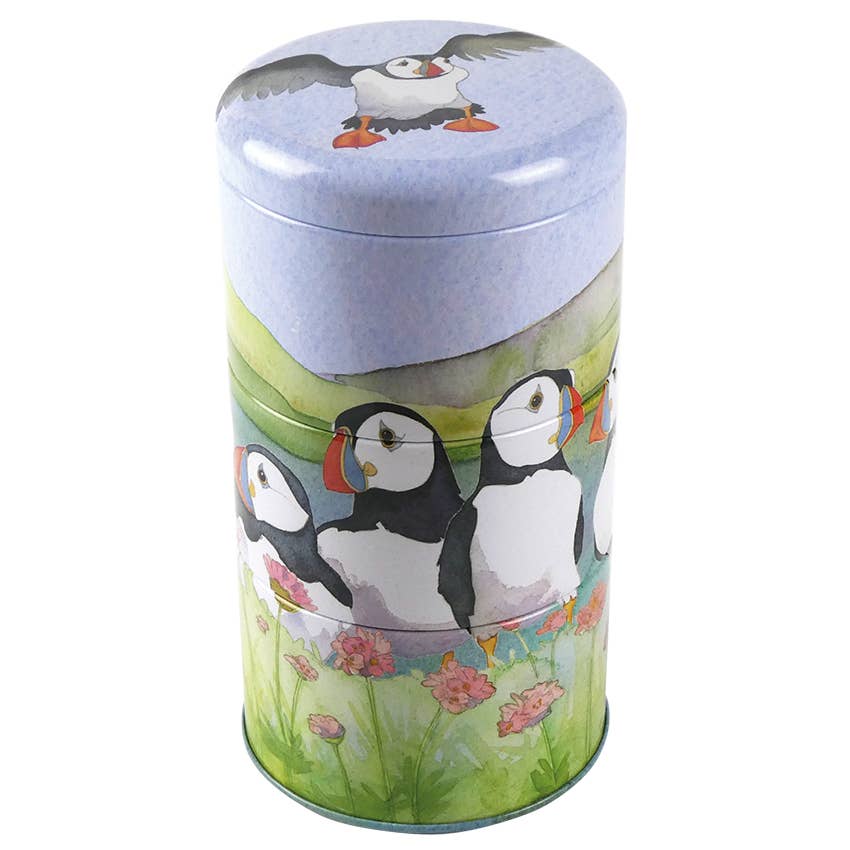 Sea Thrift Puffin Tall Stacker Tin from Emma Ball Ltd