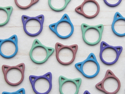 Colorful Cat Closed Ring Stitch Markers from Fox & Pine Stitches