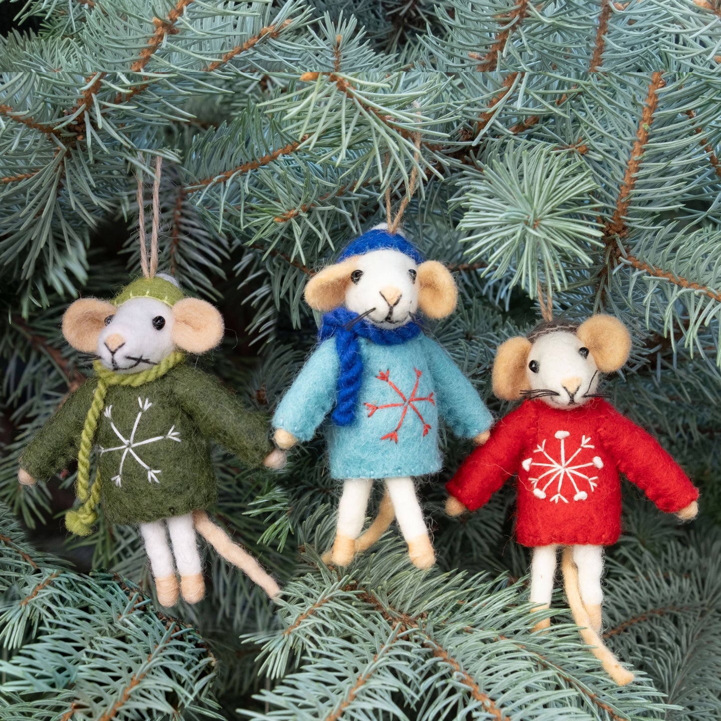 Felt Mouse Ornaments from The Winding Road