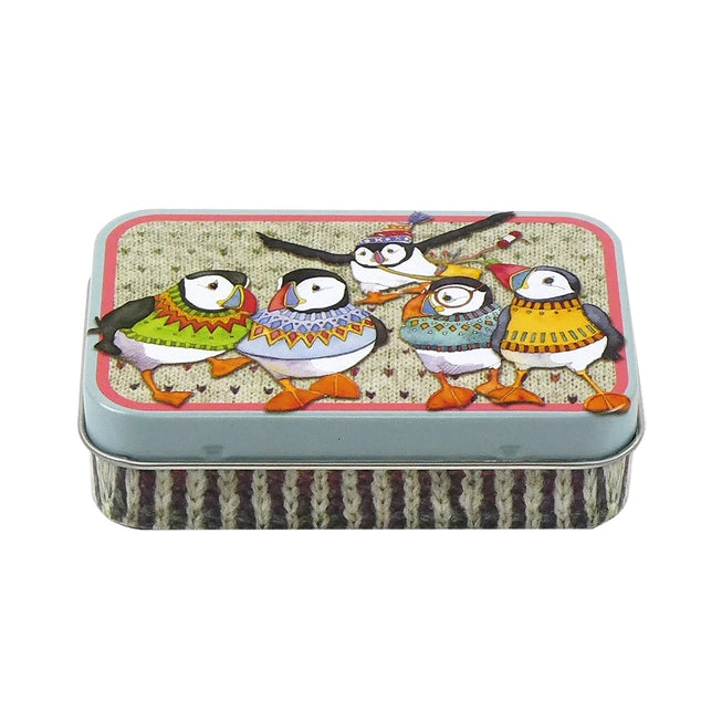 Puffins in Pullovers Mini Rectangular Tin from Emma Ball Ltd