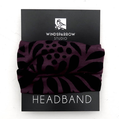 Chrysanthemum (black ink) Headband by Windsparrow Studio